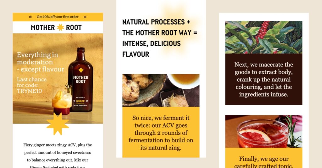 Mother Root image based email designs