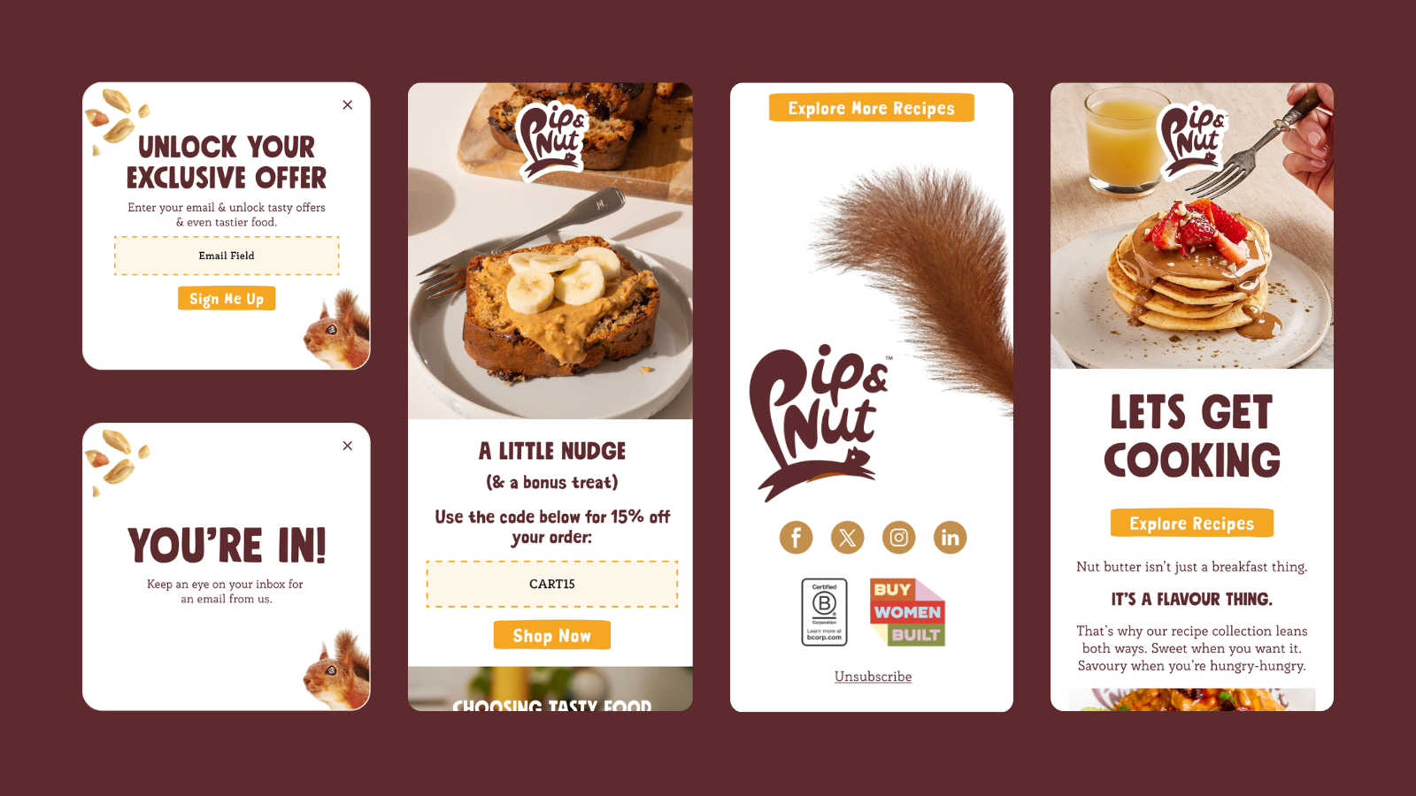Pip & Nut - Popup & Email Designs Mobile