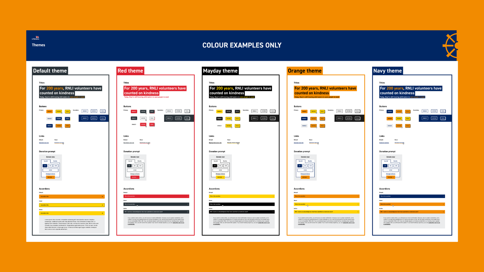 RNLI homepage, menu + search